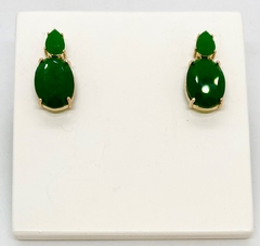 Brinco dourado festa zirconia verde escura leitosa - comprar online