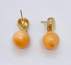 Brinco dourado bola de Jade laranja na internet