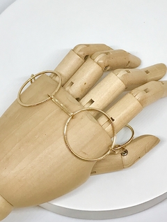 Pulseira dourada elos redondos e retangulares