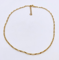 Colar dourado curto elos trabalhados - comprar online