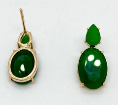 Brinco dourado festa zirconia verde escura leitosa na internet