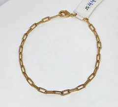 Pulseira dourada corrente elo retangular na internet