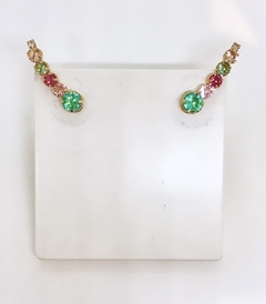Brinco dourado ear cuff zircônias redondas coloridas - comprar online