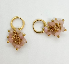 Brinco dourado argola com cacho mini pedras - Gaia Acessórios e Tendência