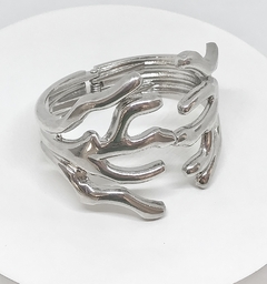 Bracelete ródio branco articulado coral metal na internet