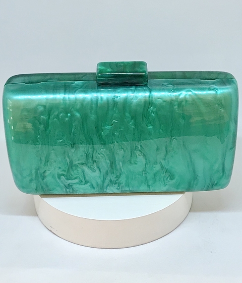 Clutch em acrílico verde marmorizado - comprar online