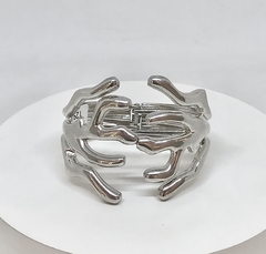 Bracelete ródio branco articulado coral metal - comprar online