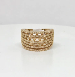 Anel dourado metal com 7 aros cravejados - comprar online