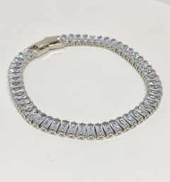 Pulseira riviera em ródio branco zircônia baguete cristal - comprar online