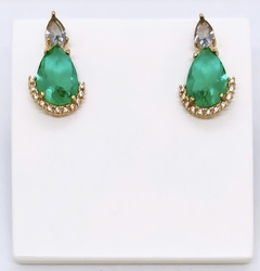 Brinco dourado gota zircônia verde claro e lilás - comprar online