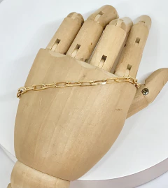 Pulseira dourada corrente elo retangular