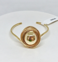 Bracelete dourado semi aberto meia esfera entrelaçada na internet
