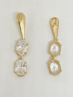 Brinco dourado festa com cristais ovais - comprar online