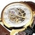 Relógio de Pulso Mecânico Masculino, Dourado, Esqueleto, Couro, Gravura Oca 3D, Luxuoso, automático Marca Superior, - Loja do Cledson