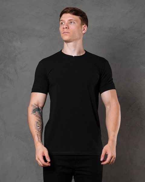 Camisa Masculina T-shirt Com Ziper - Preta
