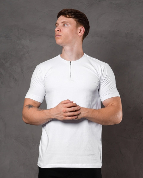Camisa Masculina T-shirt Com Ziper - Branca