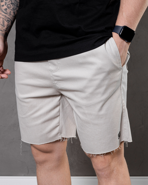 Short Masculino Sarja Comfot Cós Elastico - Caqui