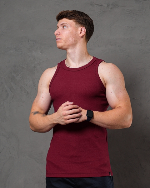 Camisa Masculina Regata Americana Camiseta Canelada - Vinho