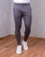 Calça Jeans Alfaiataria Masculina Italiana Skinny Cetim - Cinza Chumbo