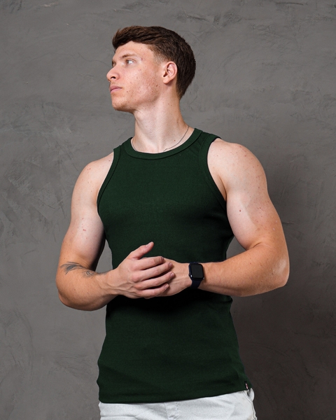 Camisa Masculina Regata Americana Camiseta Canelada - Verde