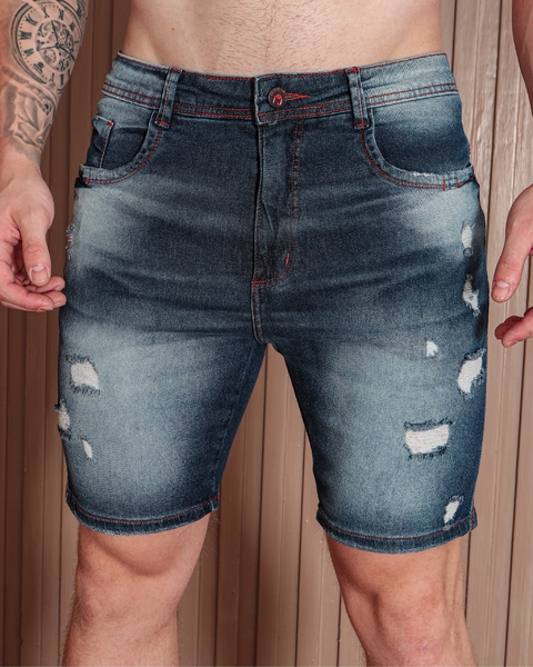 Bermuda Jeans Masculina Justa Skinny escura