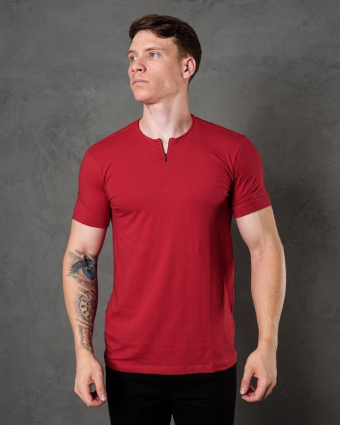 Camisa Masculina T-shirt Com Ziper - Vermelha