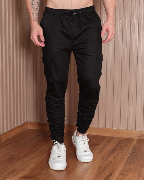 Calça Jogger Cargo Masculina Sarja Acetinada