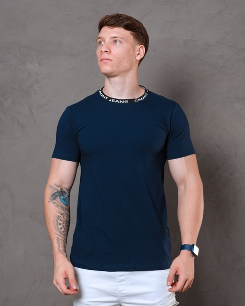 Camisa Longline Cotton Gola Rabanada - Azul marinho