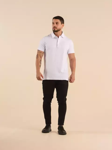 Camisa Gola Polo Piquet Masculina - Branca