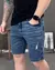 Bermuda Slim Fit Jeans Destroyed Escura