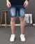 Bermuda Slim Fit Jeans Destroyed Escura - comprar online