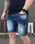Bermuda Slim Fit Jeans Destroyed Escura