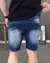 Bermuda Slim Fit Jeans Destroyed Escura