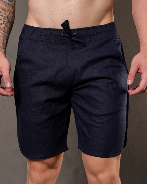 Short Linho Masculino Cós Elastico Viscose Linho Elastano