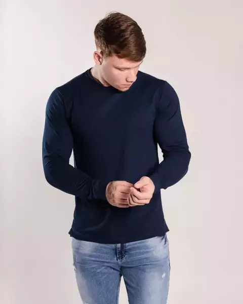 Camisa Manga Longa Flexfit Confort - Azul marinho