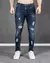Calça Skinny Jeans Destroyed Escura Holding Power©️