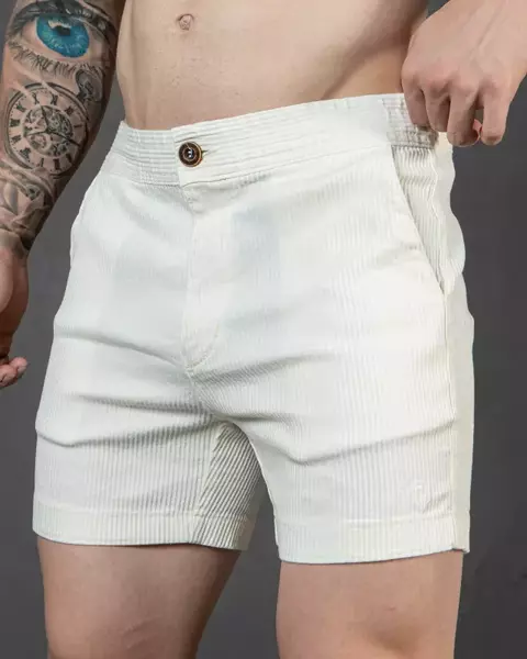Short Masculino Cotelê Cetim OFF white