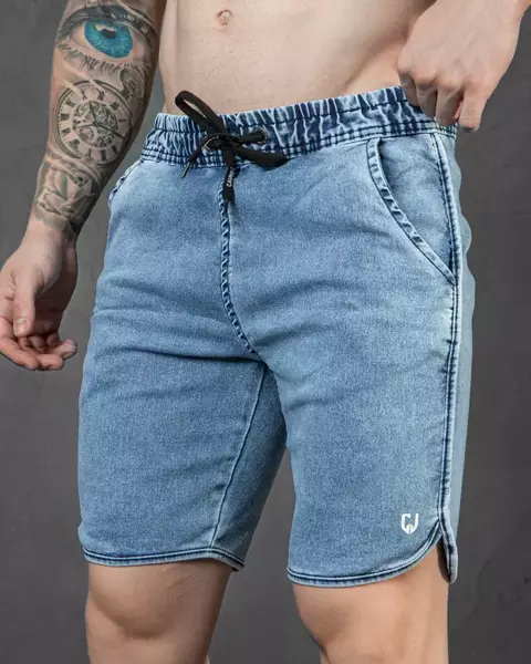 Bermuda Viés Jeans Marmorizado
