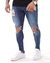Calça Masculina Jeans Skinny Fit Destroyed Escura - Rodrigs Conceito
