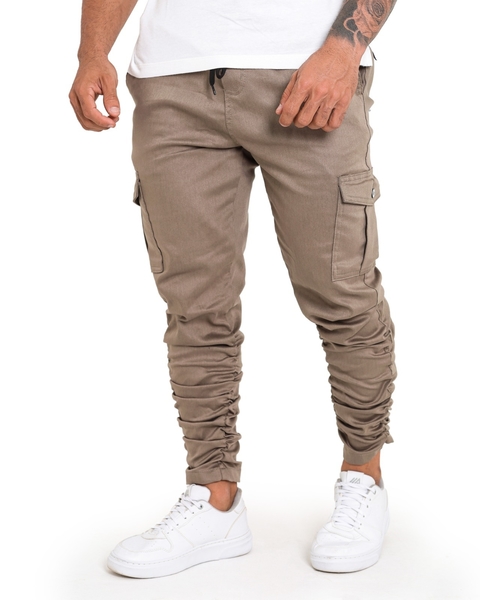 Calça Jogger Cargo Masculina Sarja Acetinada