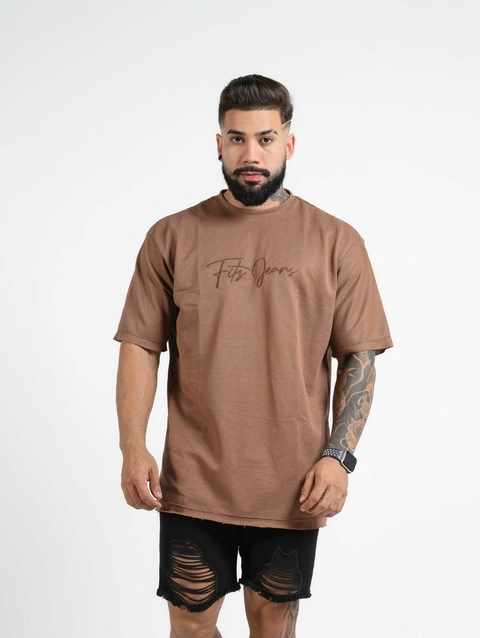 Camisa Masculina Ouversized Algodão Longa - Marron