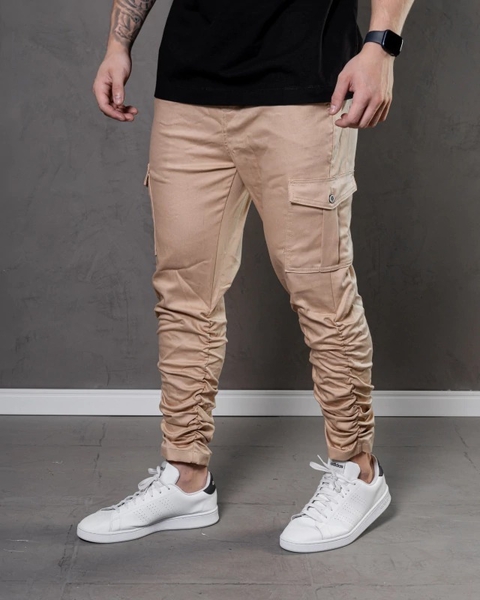 Calça Jogger Cargo Masculina Sarja Acetinada
