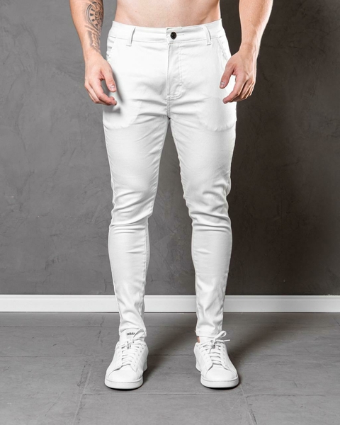 Calça Alfaiataria Corte Italiana Skinny Com Elastano - Branca