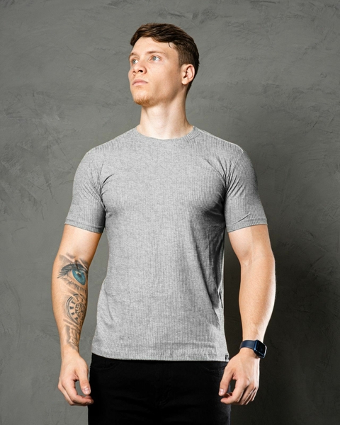 Camiseta Masculina Canelada Com Elastano Viscose
