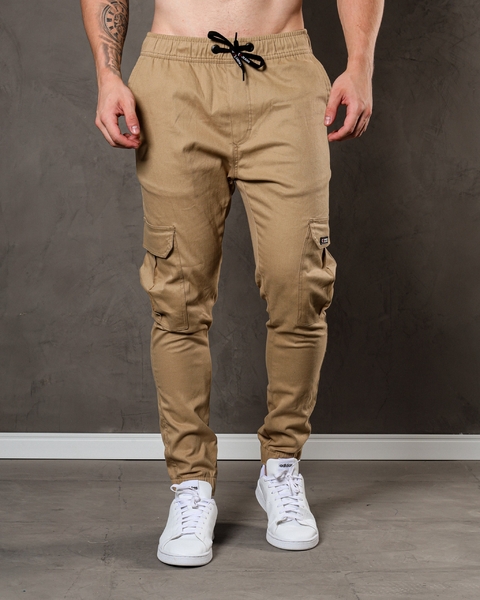 Calça Jogger Cargo Masculina Creme