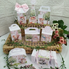 Kit de Caixinhas Personalizadas Festa Bichinhos do Bosque Encantado Menina - Atelie Cor de Flor