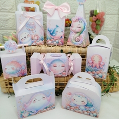 Imagem do Kit de Caixinhas Personalizadas para Festa Infantil tema Fundo do Mar Menina
