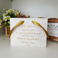 Imagem do Sacola Personalizada para Convite de Padrinhos de Casamento - pacote c/ 10 unidades
