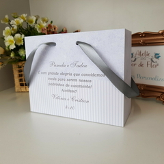 Sacola Personalizada para Convite de Padrinhos de Casamento - pacote c/ 10 unidades - Atelie Cor de Flor