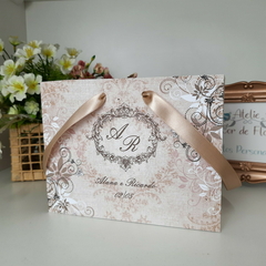 Sacola Personalizada para Convite de Padrinhos de Casamento - pacote c/ 10 unidades - Atelie Cor de Flor